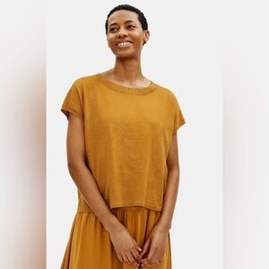 NWT Eileen Fisher Goldenrod Organic Linen/Cotton Round Neck Top